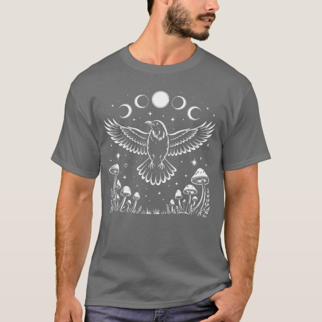 Camiseta Crow Blackbird Raven Witchcore Mystical Moon (Anverso)