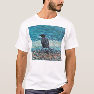 Camiseta Crow en la pintura de la playa