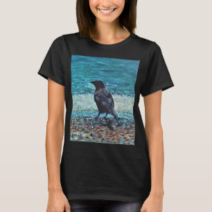 Camiseta Crow en la pintura de la playa