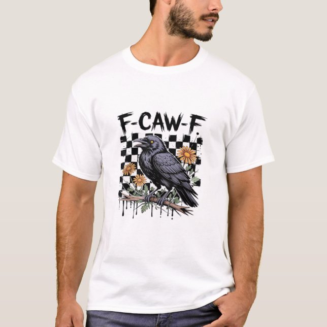 Camiseta Crow Flowral, F-Caw-F Funny Bird FCAWF Moon Gothic (Anverso)