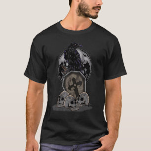 Camiseta Crow Moon Coffin Halloween Skull Spooky Raven