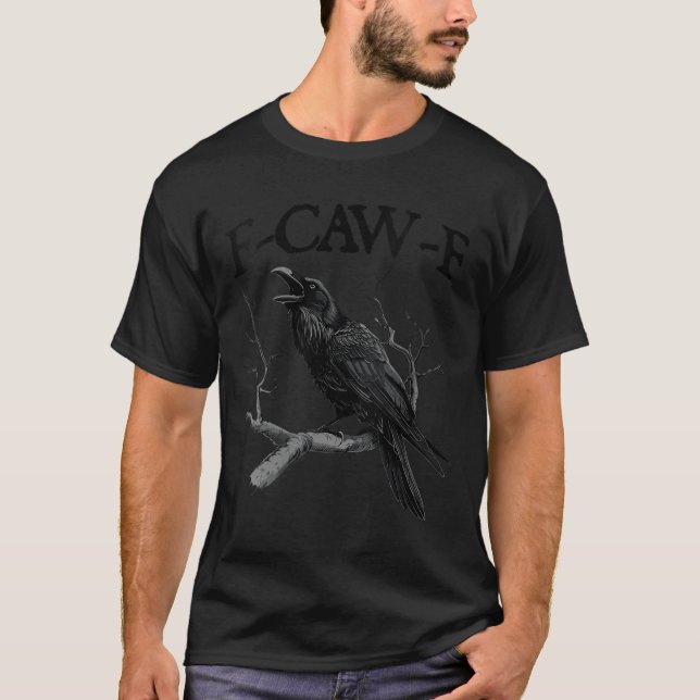 Camiseta Crow negro femenino, F-caw-f Funny Black Bird V cu (Anverso)