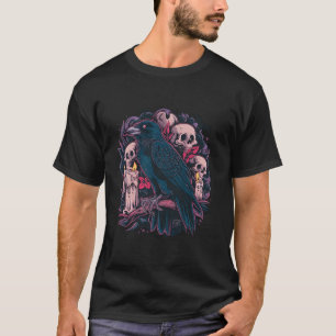 Camiseta Crow Raven Black Bird Skull T Shirt