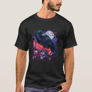 Camiseta Crow Raven Black Bird Skull T Shirt