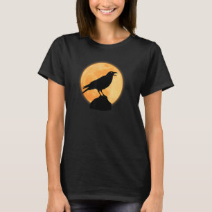 Camiseta Crow Raven Frente De La Luna Misterioso Pájaro De 
