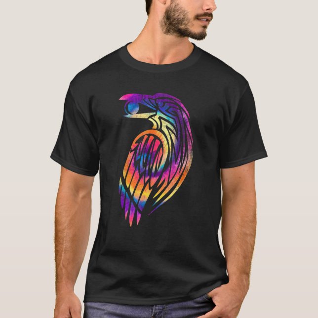 Camiseta Crow Raven Tie Dye Colours Hippy Diseño Tribal (Anverso)