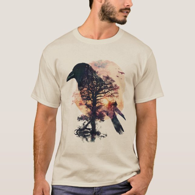 Camiseta Crow Silhouette - Raven Silhouette en Sunset (Anverso)