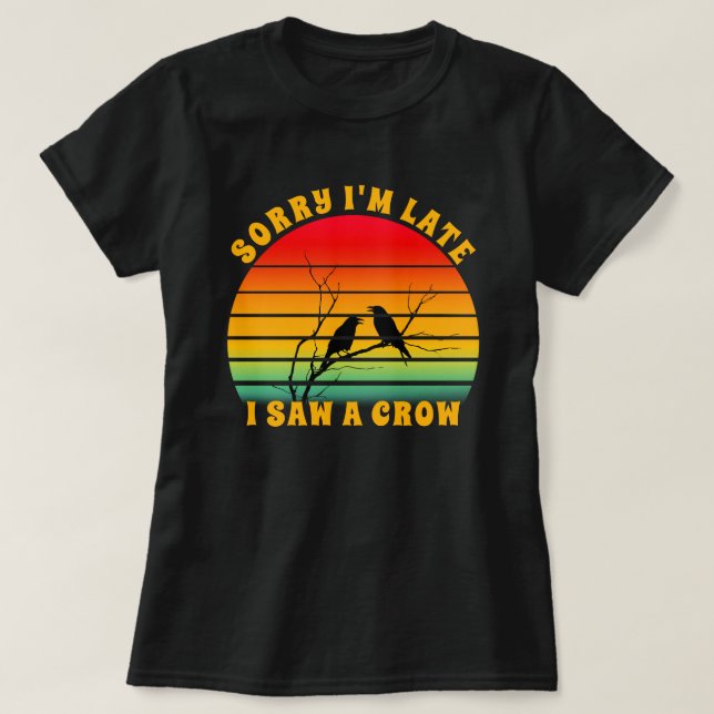 Camiseta Crow Silhouette Retro Sunset Circle Perdón por lle (Diseño del anverso)