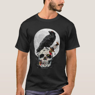Camiseta Crow Skull Moon Raven Gothic