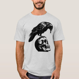 Camiseta Crow Skull Raven, Gothic Bird Black Crow
