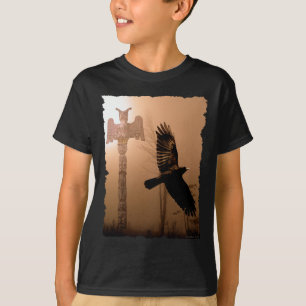 Camiseta Crow Spirit & Totem Pole Native Art T-Shirt
