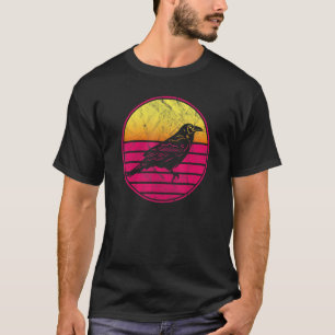 Camiseta Crow Vintage Sunset Retro Estilo Cute Raven 1
