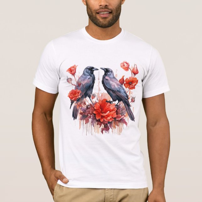 Camiseta Crows Bird Crow Lover Flower (Anverso)