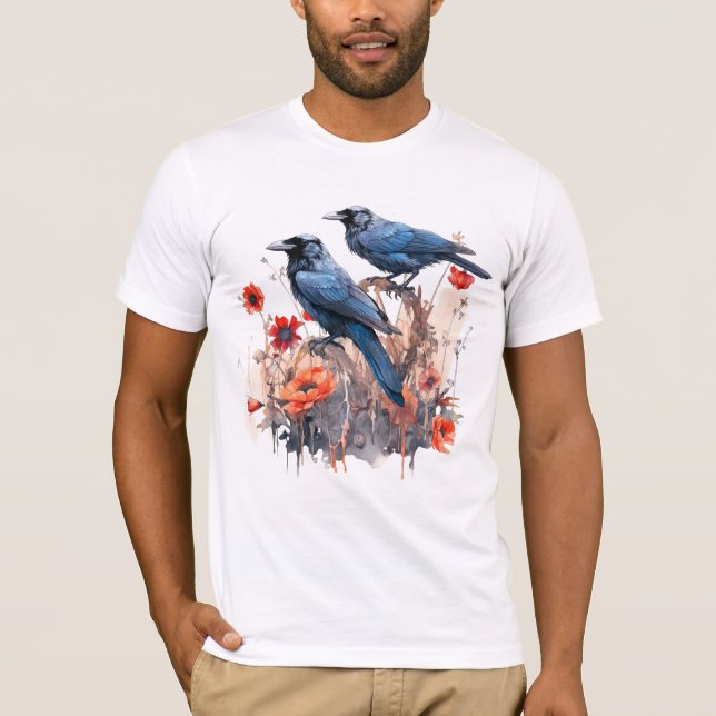 Camiseta Crows Bird Crow Lover Flower (Anverso)