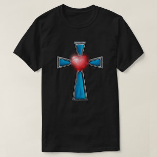 Camiseta Cruce Blue Stones Ruby Red Heart