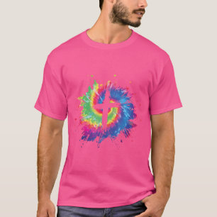 Camiseta Cruce de tinte Dios Jesús Fe Hippie Hombres Cristi