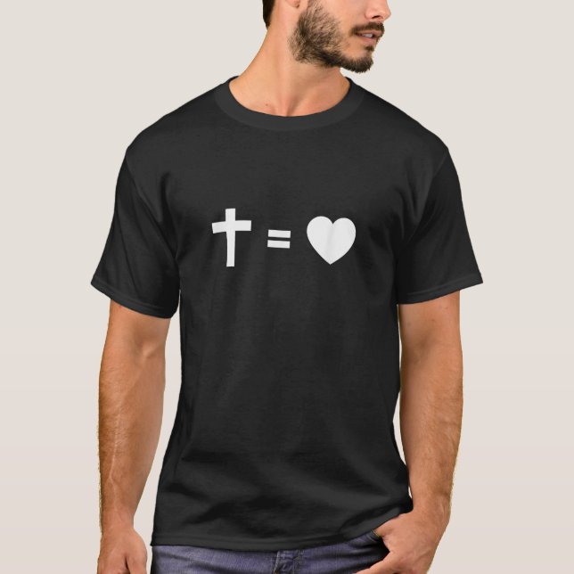 Camiseta Cruce igual a fe cristiana cardíaca inspirador (Anverso)