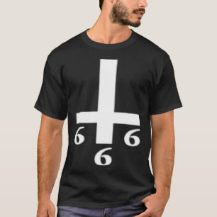 Camiseta Cruce Invertida 666 Hacia Abajo, Anticrista Sataná