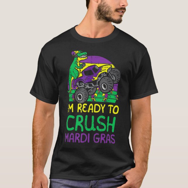 Camiseta Cruce Mardi Gras Dino Rex Camión Toddler Bo (Anverso)