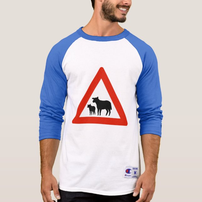 Camiseta Cruce ovino, Rótulo de tráfico, Noruega (Anverso)