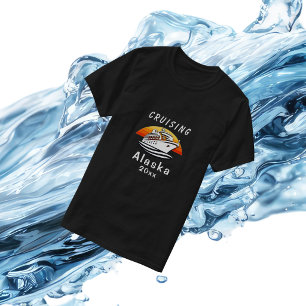 Camiseta Crucero al atardecer Alaska Negro Personalizable