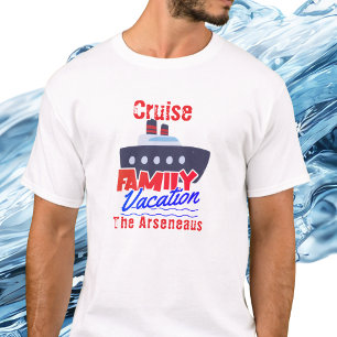 Camiseta Crucero de vacaciones familiar lindo Azul y Rojo P