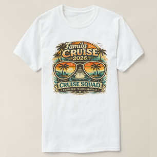 Camiseta Crucero Familiar 2026 Diseño Retro Atardecer A j