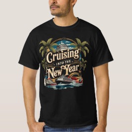 Camiseta Crucero hacia el Año Nuevo Gráfico de Barco de Cru