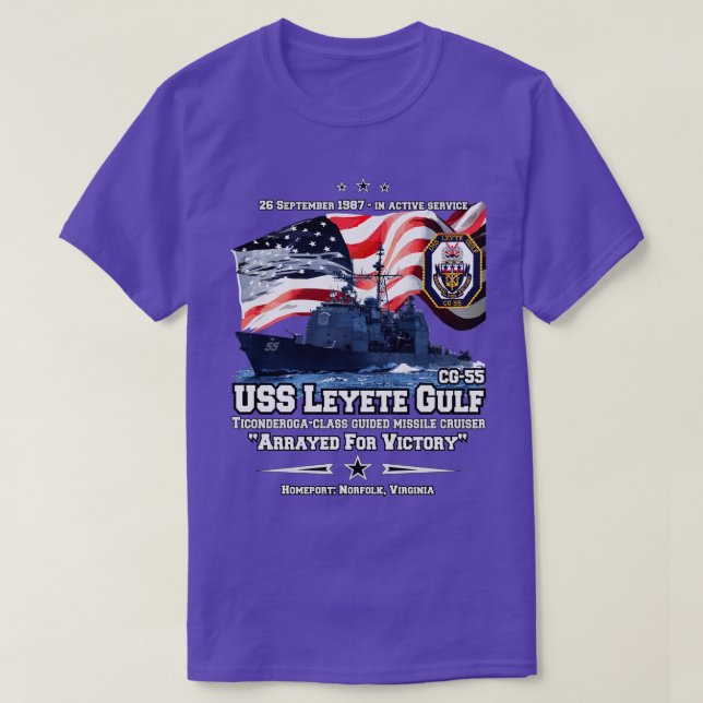 Camiseta crucero USS Leyte Gulf CG55 (Diseño del anverso)