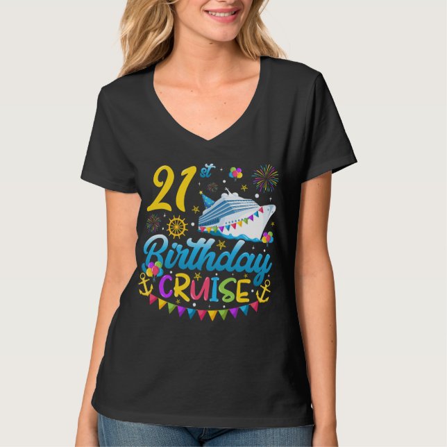 Camiseta Cruceros de cumpleaños 21 mujeres Fiestas de B-Day (Anverso)