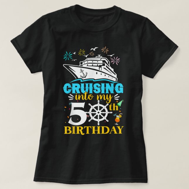 Camiseta Cruceros en mi crucero de 50 años (Diseño del anverso)