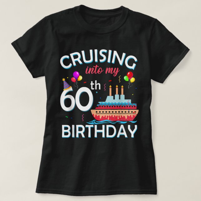 Camiseta Cruceros en mi crucero de 60 años (Diseño del anverso)