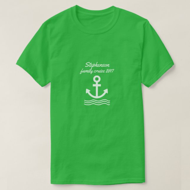 Camiseta Cruceros familiares con ancla y ondas (Diseño del anverso)