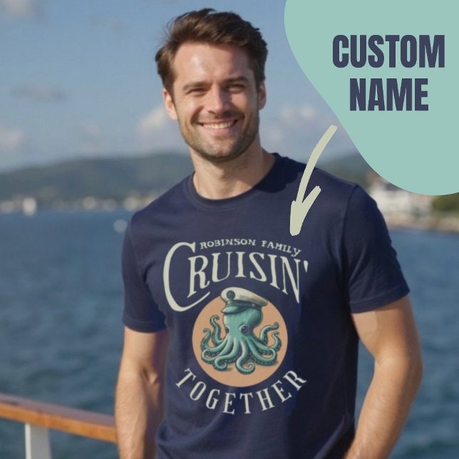 Camiseta Cruceros familiares personalizados retro (Cruisin' Together Family Cruise Personalized Retro T-Shirt.)