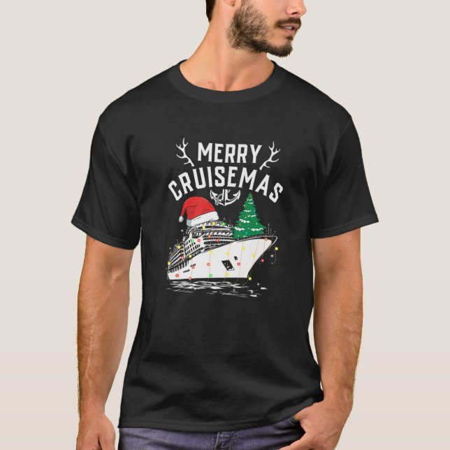 Camiseta Cruise Santa Reindeer Christmas Tree ilumina Merry (Anverso)