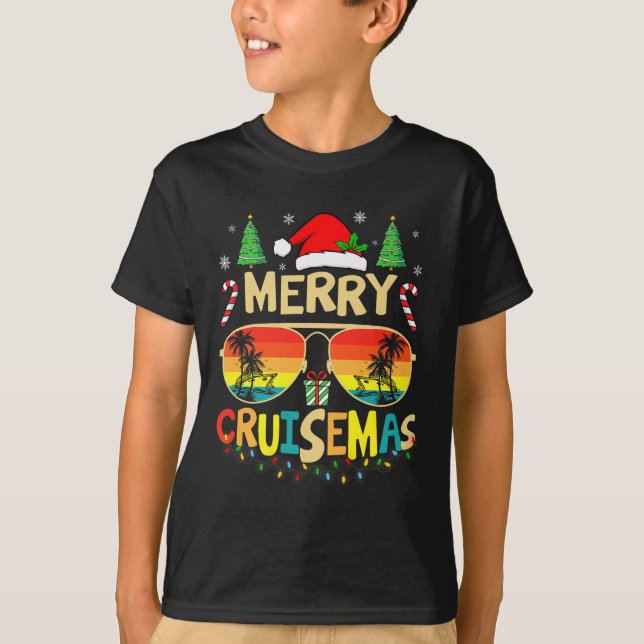 Camiseta Cruise Ship Merry Christmas Lights Cruising Vacati (Anverso)