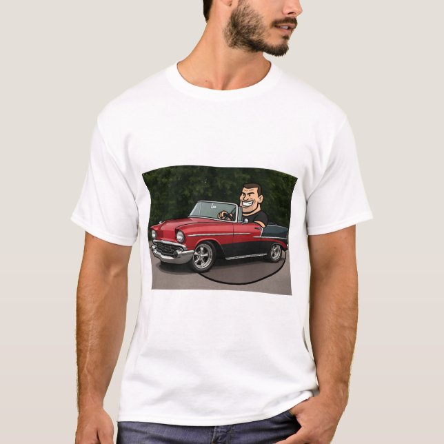 Camiseta Cruisin’ Classic: Cartoon Driver in a 55 Chevy (Anverso)