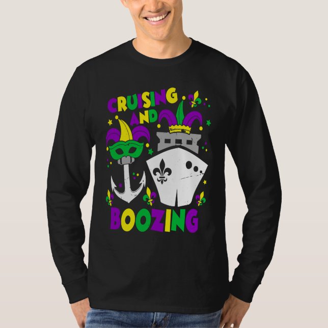 Camiseta Cruising And Boozing Mardi Gras Cruise Matching Fa (Anverso)