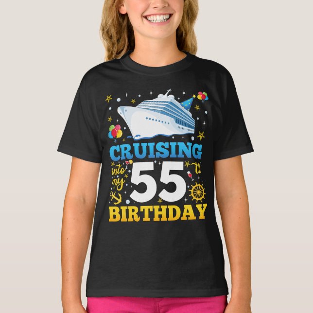 Camiseta Cruising In My 55 Birthday Party Chica (Anverso)