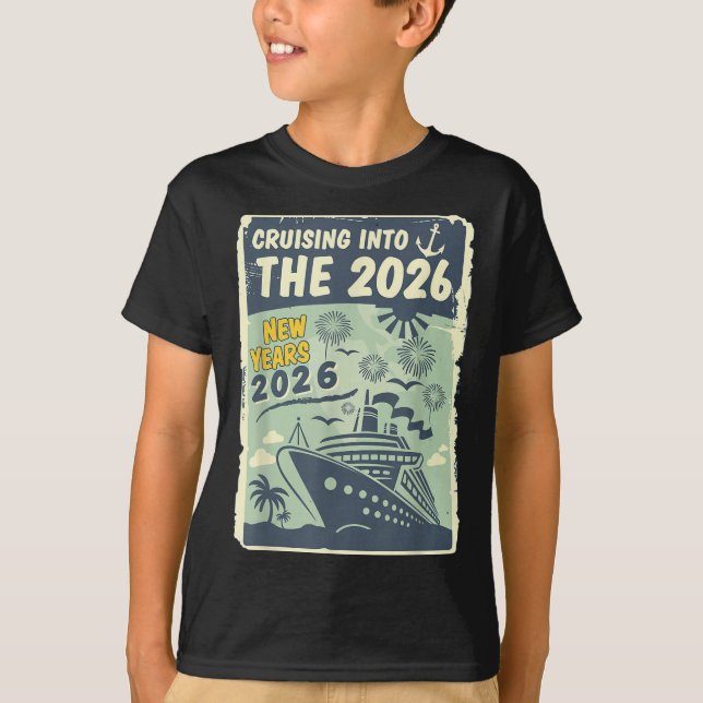 Camiseta Cruising Into 2026 New Years With Family Friends E (Anverso)