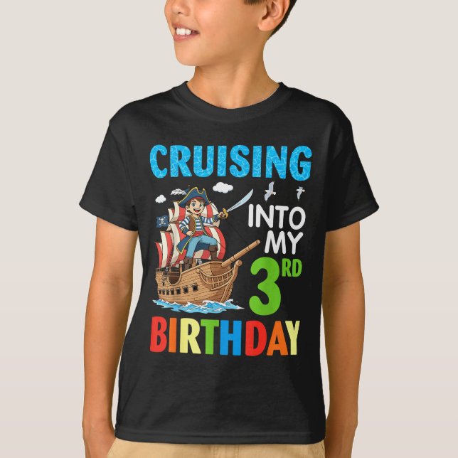 Camiseta Cruising Into My 3rd Birthday Rate Little Boy 3 Ye (Anverso)