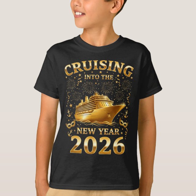 Camiseta Cruising Into The New Year 2026 Happy New Year Fam (Anverso)