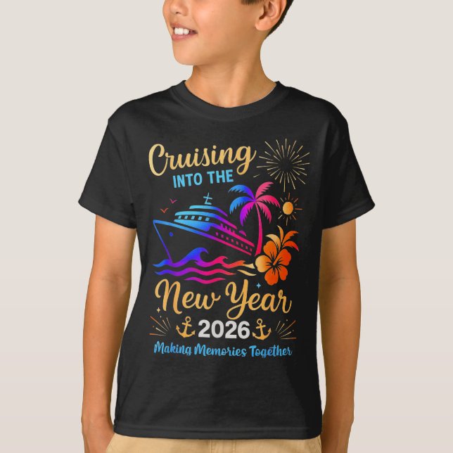 Camiseta Cruising Into The New Year 2026 Trip Family Matchi (Anverso)