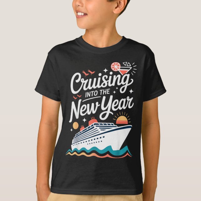 Camiseta Cruising Into The New Year Cruise Party Sunset Oce (Anverso)