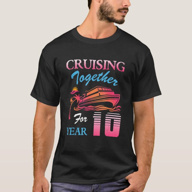 Camiseta Cruising Together for 10 Years Wedding Anniversary (Anverso)