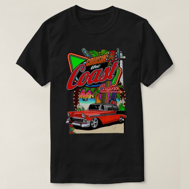 Camiseta Cruissin Classic Car Rod Run Casino typog (Diseño del anverso)