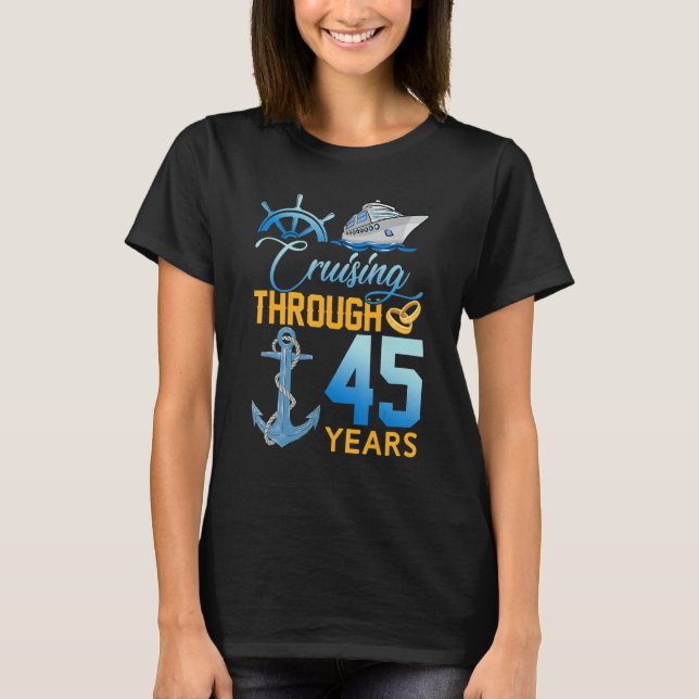 Camiseta Cruizando a través de 45 años Esposo del 45° Anive (Anverso)