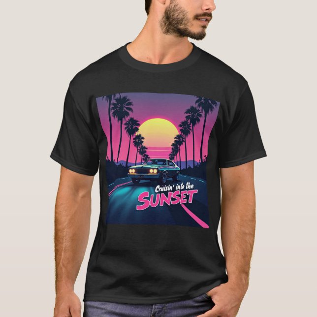 Camiseta Crujiente al atardecer - Retro Drive de los 80 (Anverso)