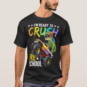 Camiseta Crujiente Camión De Monstruo De Dinosaurio Preesco