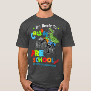 Camiseta Crujiente Camión De Monstruo De Dinosaurio Preesco